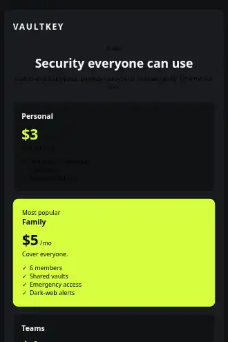 Vaultkey — Pricing — Pricing html5 email template