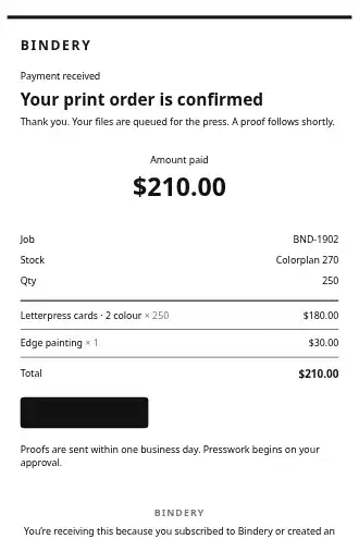Bindery — Receipt — Transactional html5 email template