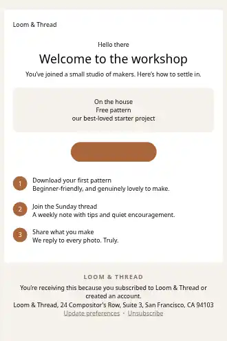 Loom & Thread — Welcome — Welcome & Onboarding template