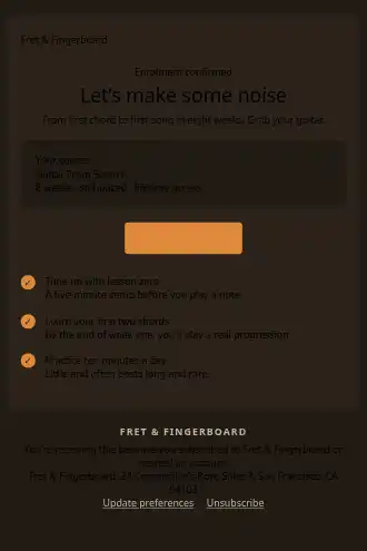 Fret & Fingerboard — Course Welcome — Welcome & Onboarding template