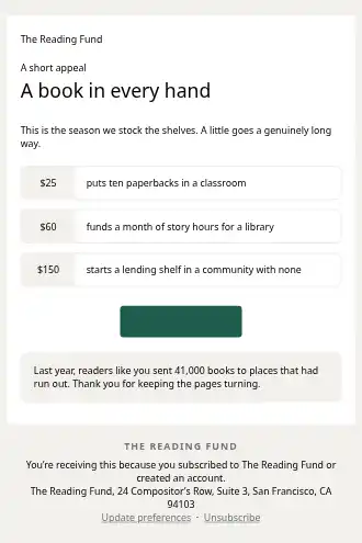 The Reading Fund — Appeal — Fundraising template