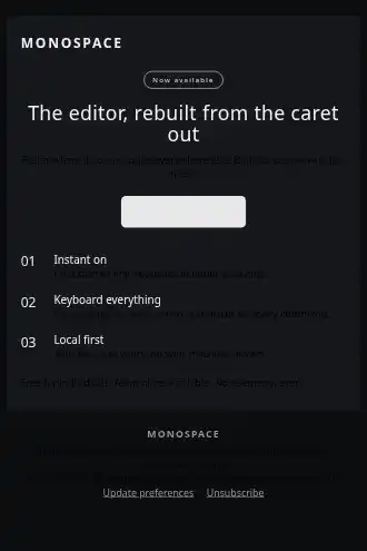 MONOSPACE — Product Launch — Product Launches html5 email template