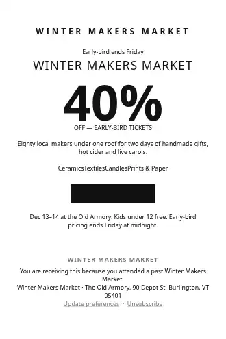 Winter Makers Market — Early-Bird Tickets — Promotions & Sales html5 email template