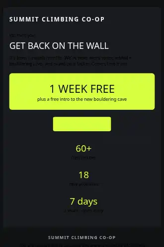 Summit Climbing Co-op — Member Win-back — Win-back & Cart html5 email template