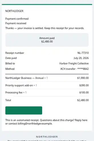 NORTHLEDGER — Transactional (Receipt) — Transactional template