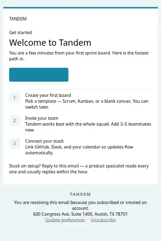 TANDEM — Welcome / Onboarding — Welcome & Onboarding html5 email template
