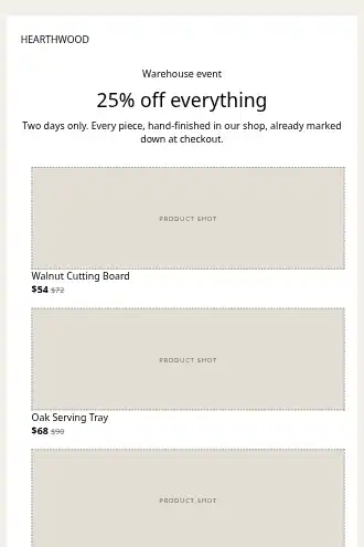 HEARTHWOOD — Promotional / Sale — Promotions & Sales html5 email template