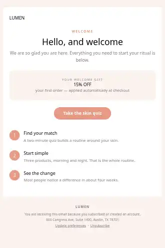 LUMEN — Welcome / Onboarding — Welcome & Onboarding html5 email template