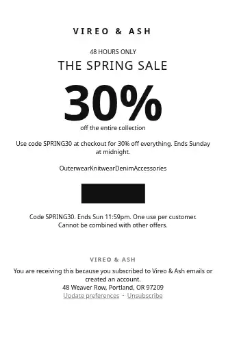 Vireo & Ash — Fashion / Apparel promo — Promotions & Sales html5 email template