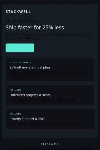 Stackwell — SaaS / Software promo — Product Launches html5 email template