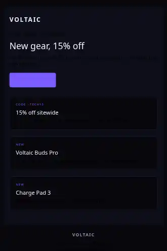 Voltaic — Electronics / Gadgets promo — Product Launches html5 email template