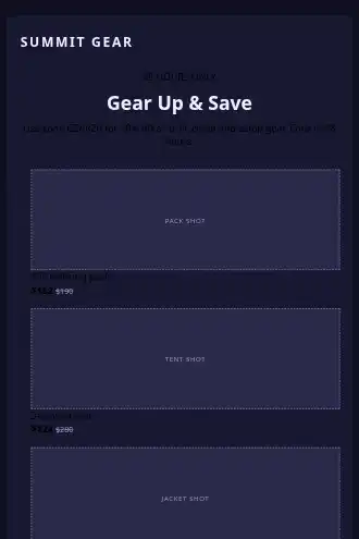 Summit Gear — Sporting Goods promo — Promotions & Sales html5 email template