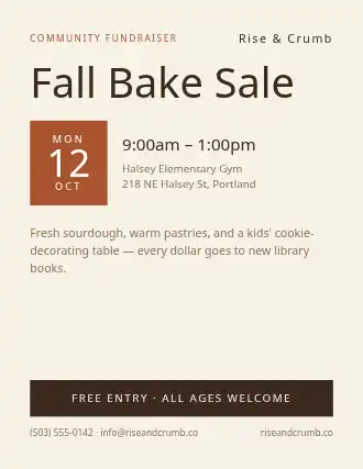 Fall Bake Sale — Community & Events template