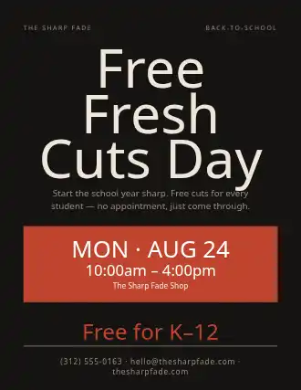 Free Fresh Cuts Day — Community & Events template