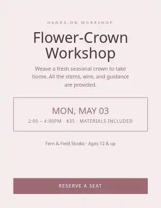 Flower-Crown Workshop — Community & Events flyer template