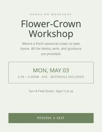Flower-Crown Workshop — Community & Events flyer template