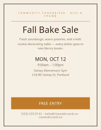 Fall Bake Sale — Community & Events flyer template