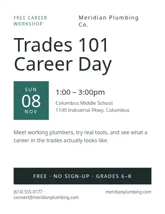 Trades 101 Career Day — Community & Events flyer template