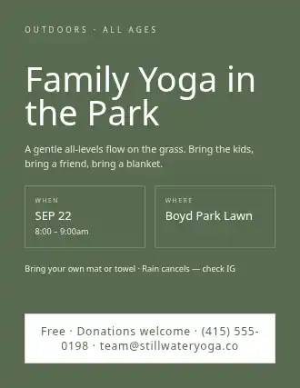 Family Yoga in the Park — Community & Events flyer template
