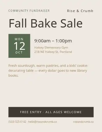 Fall Bake Sale — Community & Events flyer template