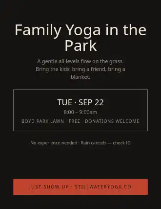 Family Yoga in the Park — Community & Events flyer template