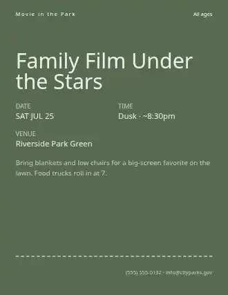 Family Film Under the Stars — Community & Events flyer template