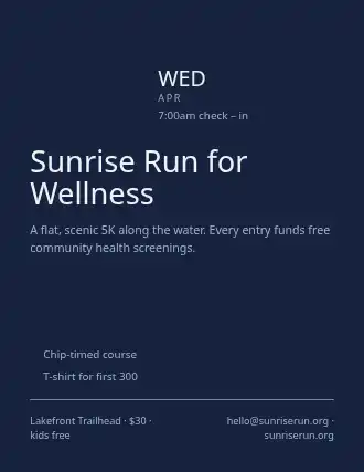 Sunrise Run for Wellness — Community & Events flyer template
