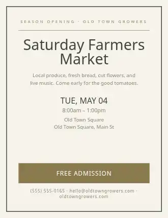 Saturday Farmers Market — Community & Events flyer template