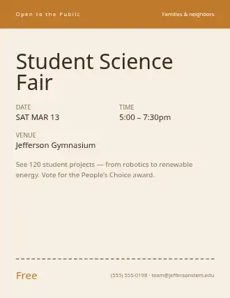 Student Science Fair — Community & Events flyer template