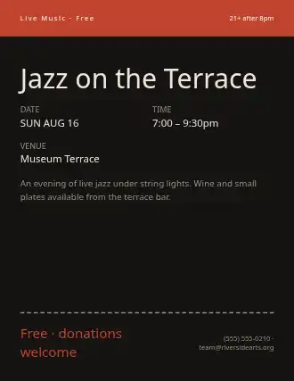 Jazz on the Terrace — Community & Events flyer template