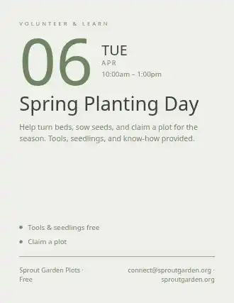 Spring Planting Day — Community & Events flyer template