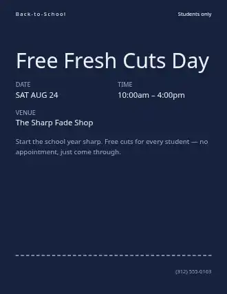 Free Fresh Cuts Day — Community & Events flyer template
