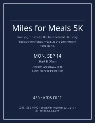 Miles for Meals 5K — Community & Events flyer template