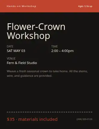 Flower-Crown Workshop — Community & Events flyer template