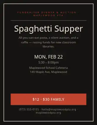 Spaghetti Supper — Community & Events flyer template