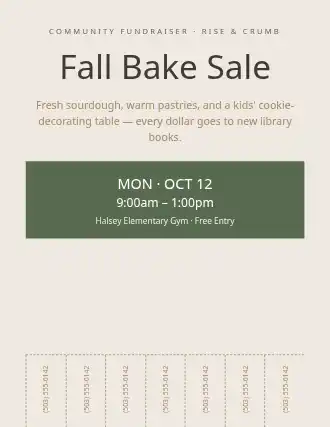 Fall Bake Sale — Community & Events flyer template