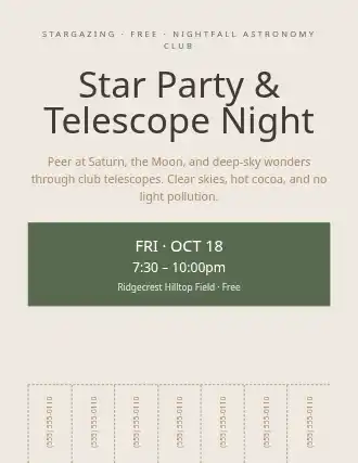 Star Party & Telescope Night — Community & Events flyer template