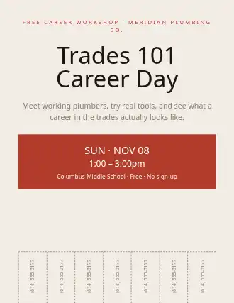 Trades 101 Career Day — Community & Events flyer template