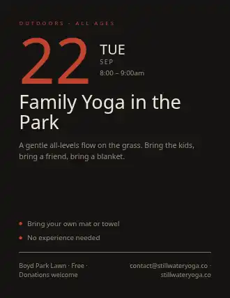 Family Yoga in the Park — Community & Events flyer template