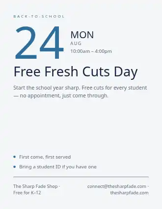 Free Fresh Cuts Day — Community & Events flyer template