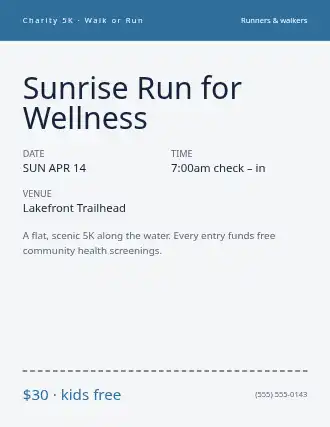 Sunrise Run for Wellness — Community & Events flyer template