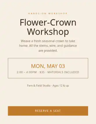 Flower-Crown Workshop — Community & Events flyer template