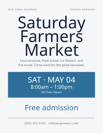 Saturday Farmers Market — Community & Events flyer template