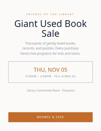 Giant Used Book Sale — Community & Events flyer template