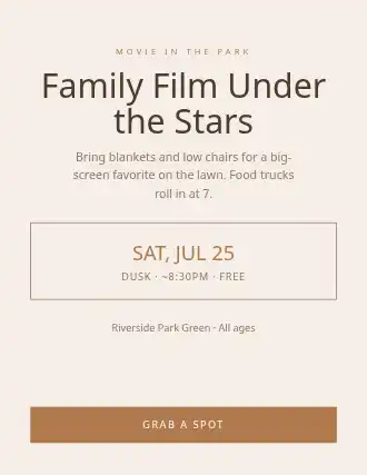 Family Film Under the Stars — Community & Events flyer template