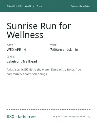 Sunrise Run for Wellness — Community & Events flyer template