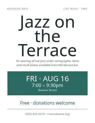Jazz on the Terrace — Community & Events flyer template