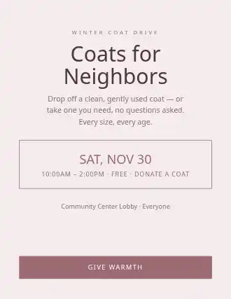 Coats for Neighbors — Community & Events flyer template