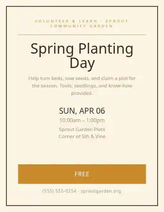 Spring Planting Day — Community & Events flyer template