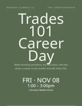 Trades 101 Career Day — Community & Events flyer template